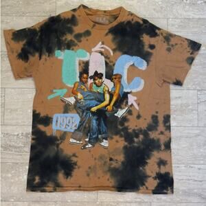 TLC y2k brown black acid wash short sleeve graphic shirt‎ SIZE M